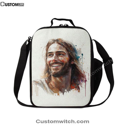Jesus Smiling Lunch Bag - Jesus Art, Christian Lunch Box For School, Picnic