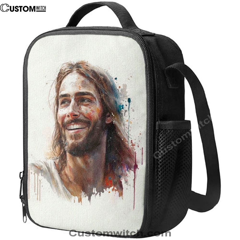 Jesus Smiling Lunch Bag - Jesus Art, Christian Lunch Box For School, Picnic