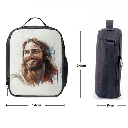 Jesus Smiling Lunch Bag - Jesus Art, Christian Lunch Box For School, Picnic