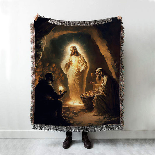 Jesus Spiritual Woven Blanket Prints - Religious Woven Blanket Art - Christian Boho Blanket
