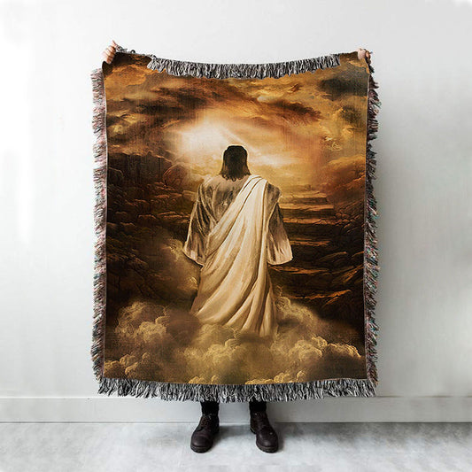 Jesus Stairway To Heaven Throw Blanket Woven Blanket - Jesus Portrait Woven Blanket Prints - Christian Throw Blanket