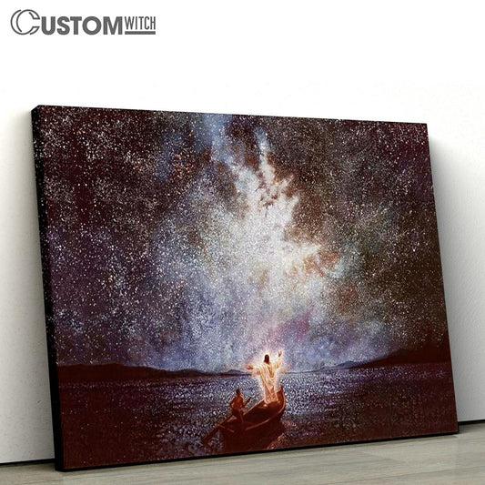 Jesus Standing On The Bow Of A Boat Canvas - Calm And Stars Large Canvas - Christian Canvas Prints - Religious Canvas Art
