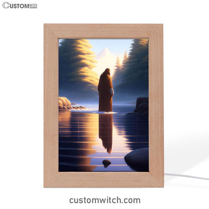 Jesus Standing On Water With Sun Shining Him Frame Lamp Prints - Religious Frame Lamp Art - Christian Decor