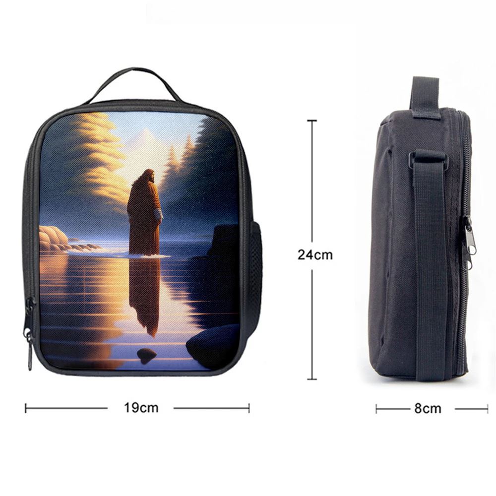 Jesus Standing On Water With Sun Shining Him Lunch Bag, Christian Lunch Box For School, Picnic