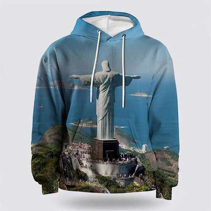 Jesus Statue 3D Hoodies For Women Men, God 3D Printed Hoodie, Christian Apparel Hoodies