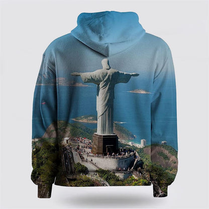 Jesus Statue 3D Hoodies For Women Men, God 3D Printed Hoodie, Christian Apparel Hoodies
