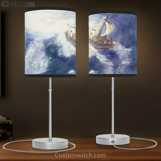 Jesus Storm On The Sea Table Lamb Prints - Christian Lamb Gift - Christian Home Decor