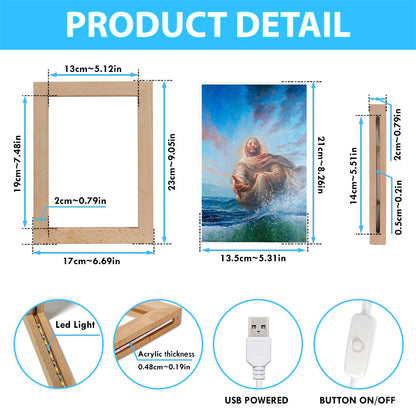 Jesus Stretched Out His Hand Frame Lamp - God Of Wonders Frame Lamp Pictures - Christian Art