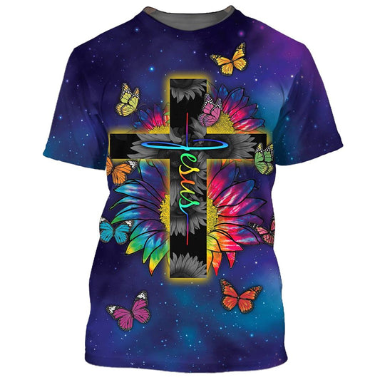 Jesus Sunflower Faith All Over Print 3D T Shirt For Men And Women, Christian T-Shirt, Faith Shirt