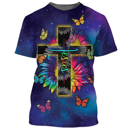 Jesus Sunflower Faith All Over Print 3D T Shirt For Men And Women, Christian T-Shirt, Faith Shirt