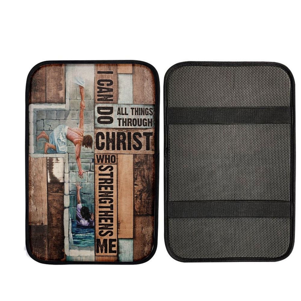 Jesus, Take My Hand, I Can Do All Things Car Center Console Cover, Car Armrest Pad, Christian Gift, Armrest Box Mat