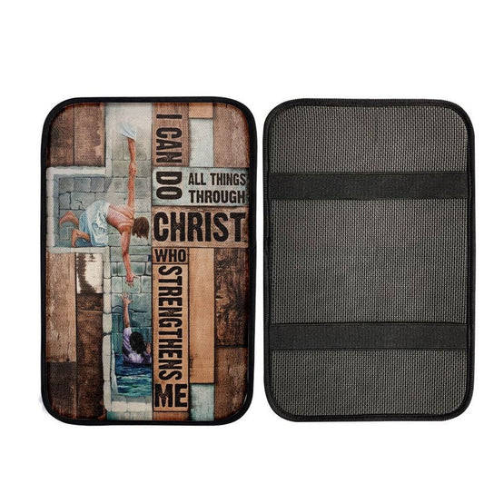 Jesus, Take My Hand, I Can Do All Things Car Center Console Cover, Car Armrest Pad, Christian Gift, Armrest Box Mat
