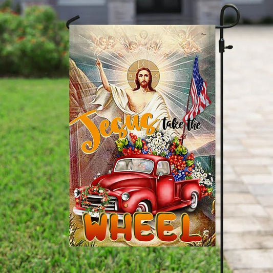 Jesus Take The Wheel American House Flag, Christian Flag, Christian Flag, Scripture Flag, Garden Banner
