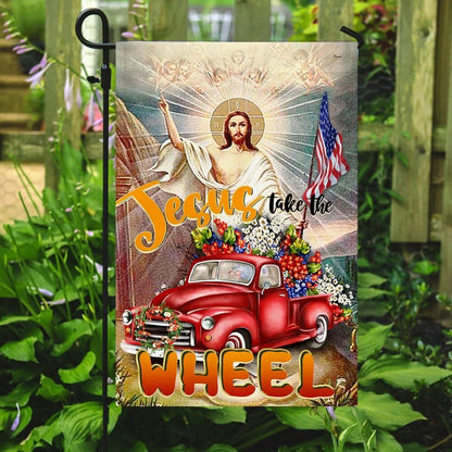 Jesus Take The Wheel American House Flag, Christian Flag, Christian Flag, Scripture Flag, Garden Banner