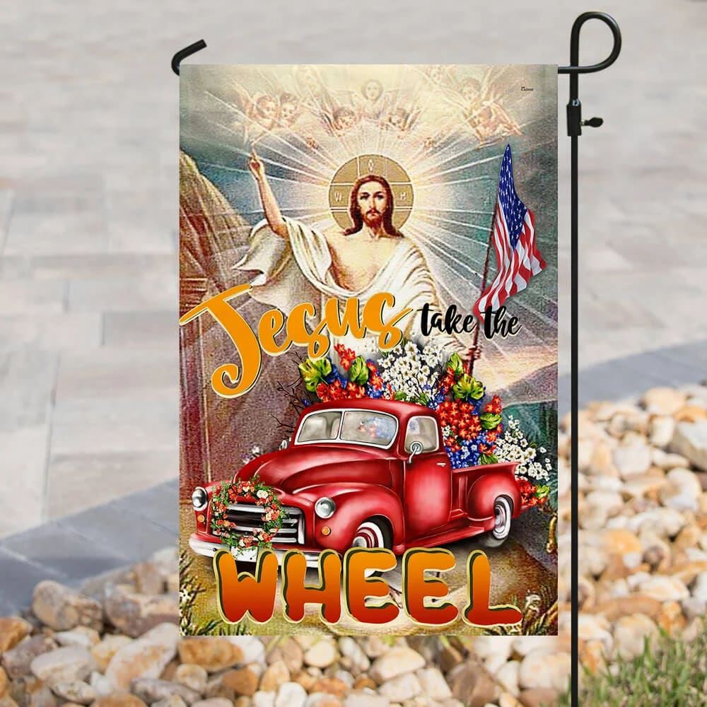 Jesus Take The Wheel American House Flag, Christian Flag, Christian Flag, Scripture Flag, Garden Banner