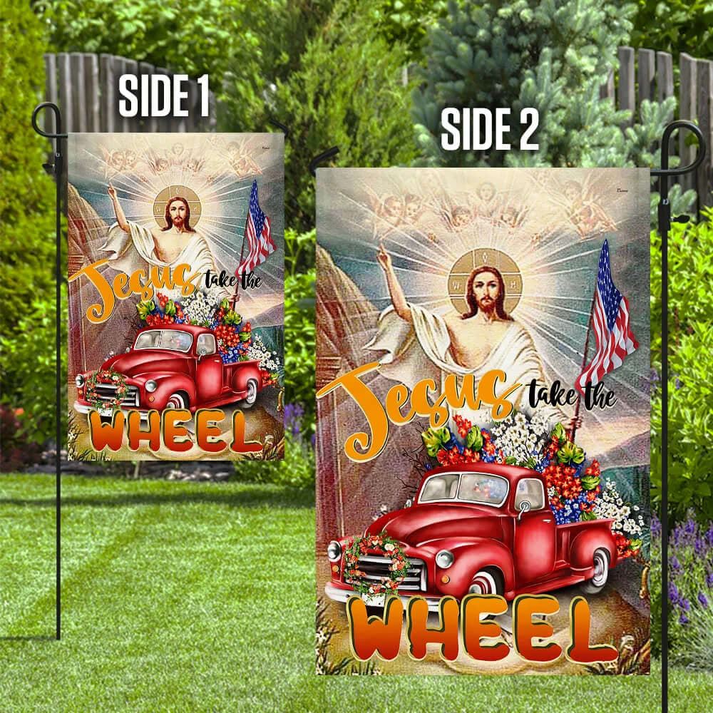 Jesus Take The Wheel American House Flag, Christian Flag, Christian Flag, Scripture Flag, Garden Banner