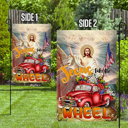 Jesus Take The Wheel American House Flag, Christian Flag, Christian Flag, Scripture Flag, Garden Banner