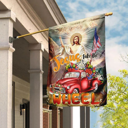 Jesus Take The Wheel American House Flag, Christian Flag, Christian Flag, Scripture Flag, Garden Banner