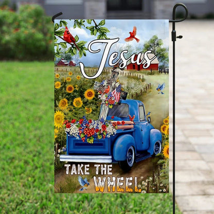 Jesus Take The Wheel American Truck Farm Garden House Flags, Christian Flag, Scripture Flag, Garden Banner