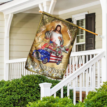 Jesus Take The Wheel American Truck House Flag, Christian Flag, Christian Flag, Scripture Flag, Garden Banner