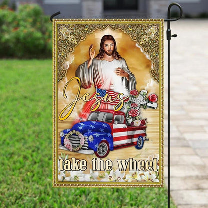 Jesus Take The Wheel American Truck House Flag, Christian Flag, Christian Flag, Scripture Flag, Garden Banner