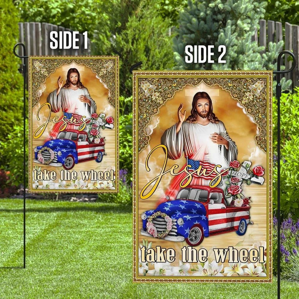 Jesus Take The Wheel American Truck House Flag, Christian Flag, Christian Flag, Scripture Flag, Garden Banner