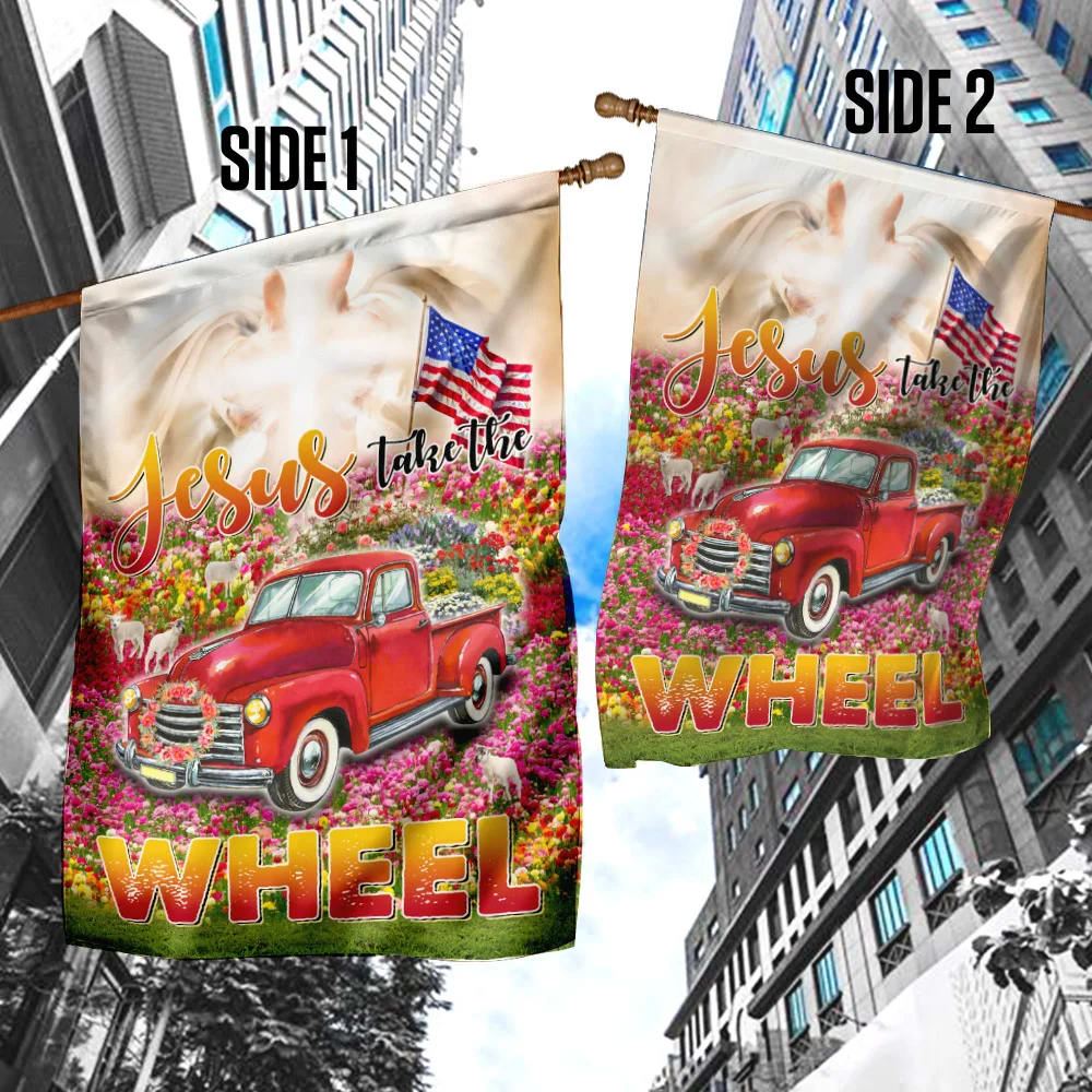 Jesus Take The Wheel God's Glory House Flag, Christian Flag, Christian Flag, Scripture Flag, Garden Banner