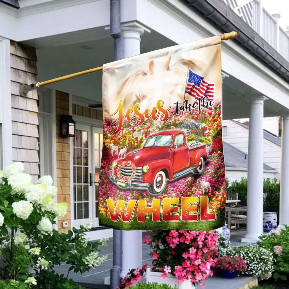 Jesus Take The Wheel God's Glory House Flag, Christian Flag, Christian Flag, Scripture Flag, Garden Banner