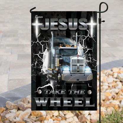 Jesus Take The Wheel Trucker House Flag, Christian Flag, Christian Flag, Scripture Flag, Garden Banner
