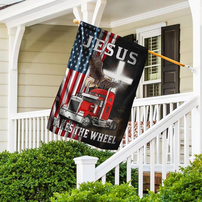 Jesus Takes The Wheel Truck American House Flag, Christian Flag, Christian Flag, Scripture Flag, Garden Banner