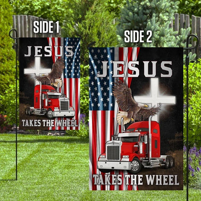 Jesus Takes The Wheel Truck American House Flag, Christian Flag, Christian Flag, Scripture Flag, Garden Banner