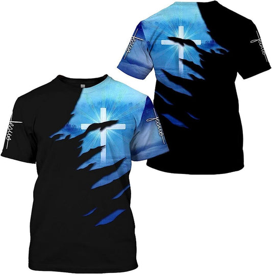 Jesus The Cross All Over Print 3D T Shirt For Men And Women, Christian T-Shirt, Faith Shirt