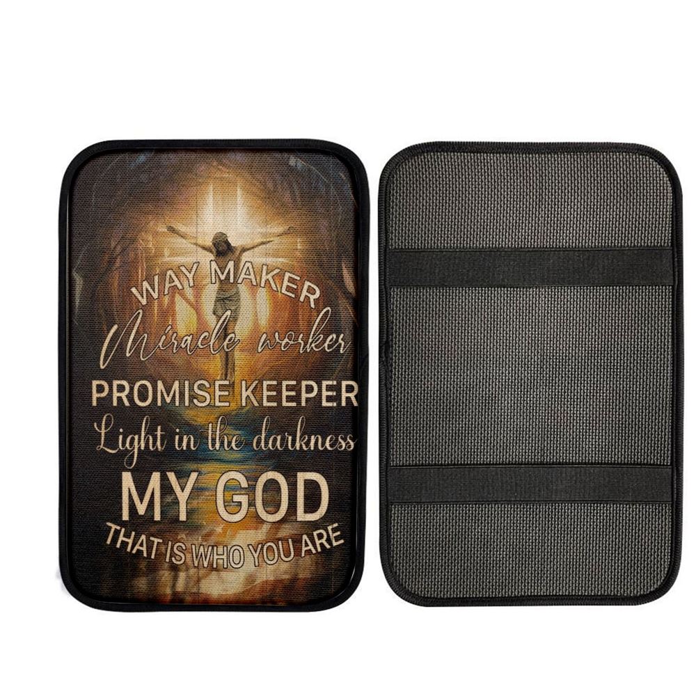Jesus The Cross Of Light Light In The Darkness Car Center Console Cover, Car Armrest Pad, Christian Gift, Armrest Box Mat