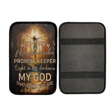 Jesus The Cross Of Light Light In The Darkness Car Center Console Cover, Car Armrest Pad, Christian Gift, Armrest Box Mat