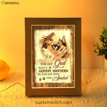 Jesus The Day God Made A German Shepherd Frame Lamp - Christian Art - Religious Home Decor