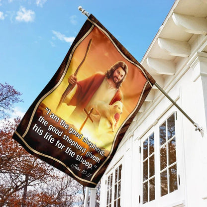 Jesus The Good Shepherd House Flag, Christian Flag, Christian Flag, Scripture Flag, Garden Banner