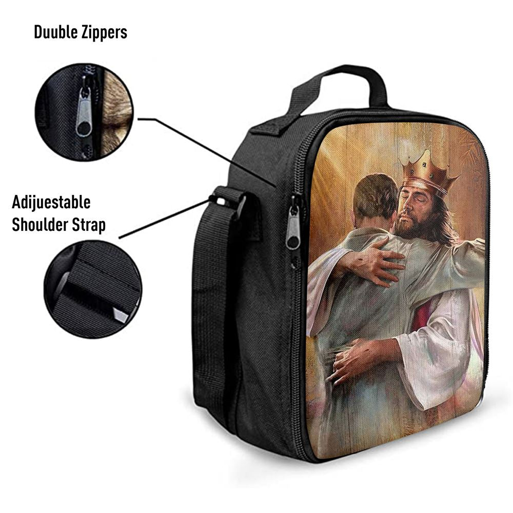 Jesus The King Lunch Bag - A Heartwarming Hug From Jesus Lunch Bag, Christian Lunch Box For School, Picnic