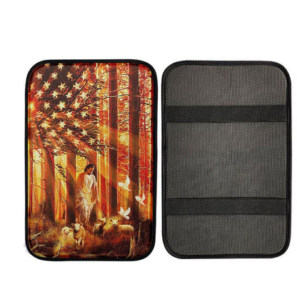 Jesus & The Lambs Car Center Console Cover, Christian Car Armrest Accessories