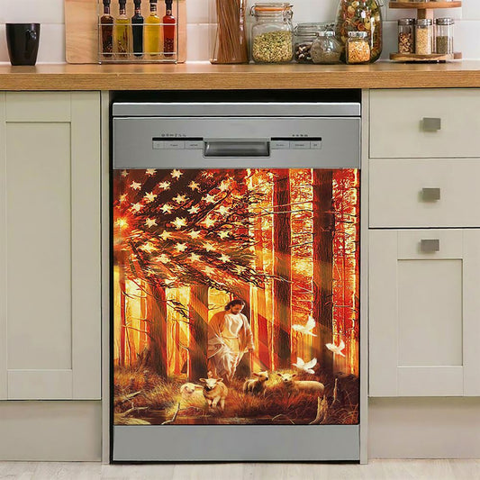 Jesus & The Lambs Dishwasher Cover, Jesus Dishwasher Stickers, Christian Kitchen Decor