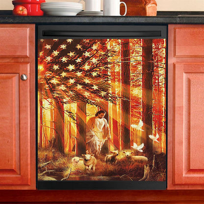 Jesus & The Lambs Dishwasher Cover, Jesus Dishwasher Stickers, Christian Kitchen Decor