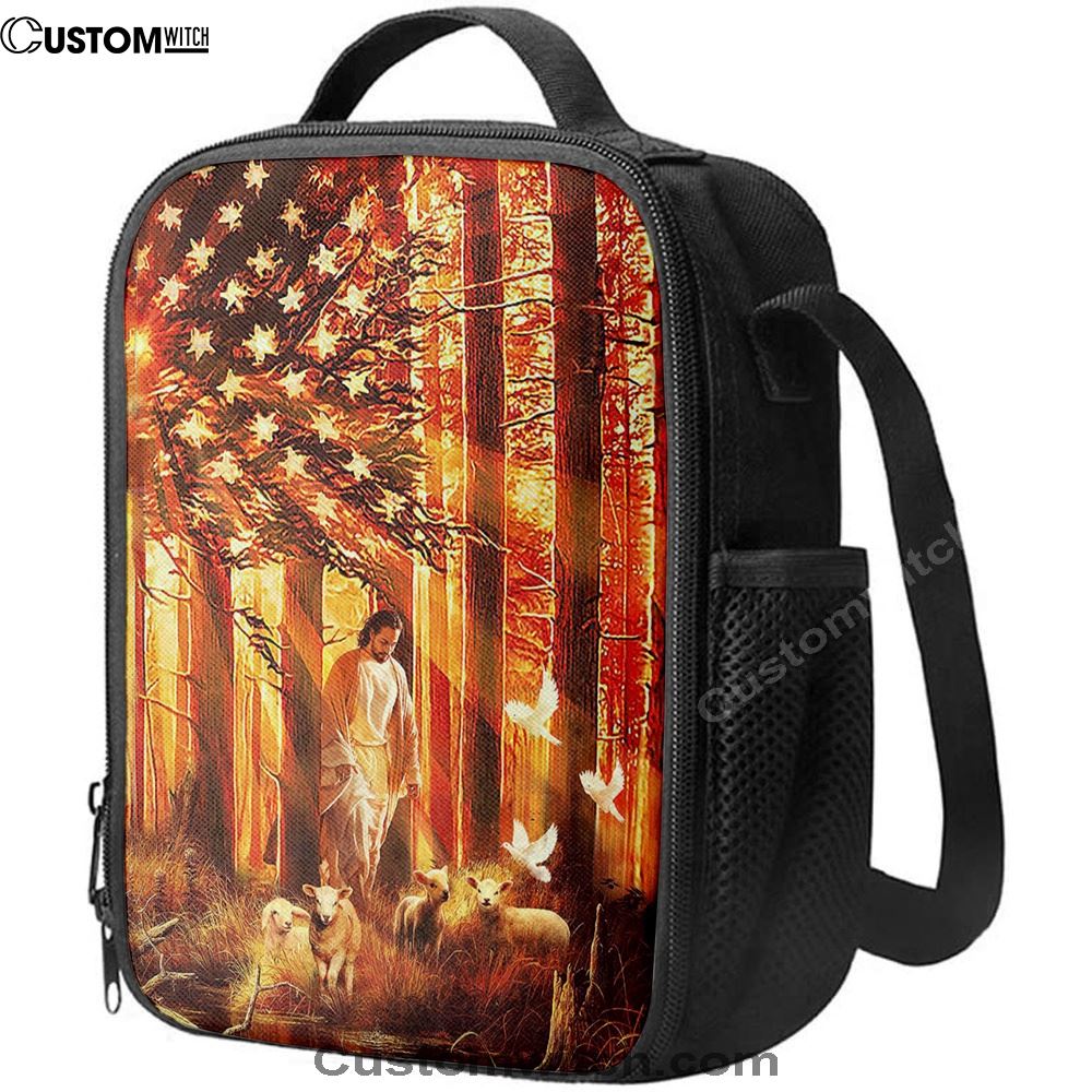 Jesus & The Lambs Lunch Bag, Christian Lunch Box For School, Picnic