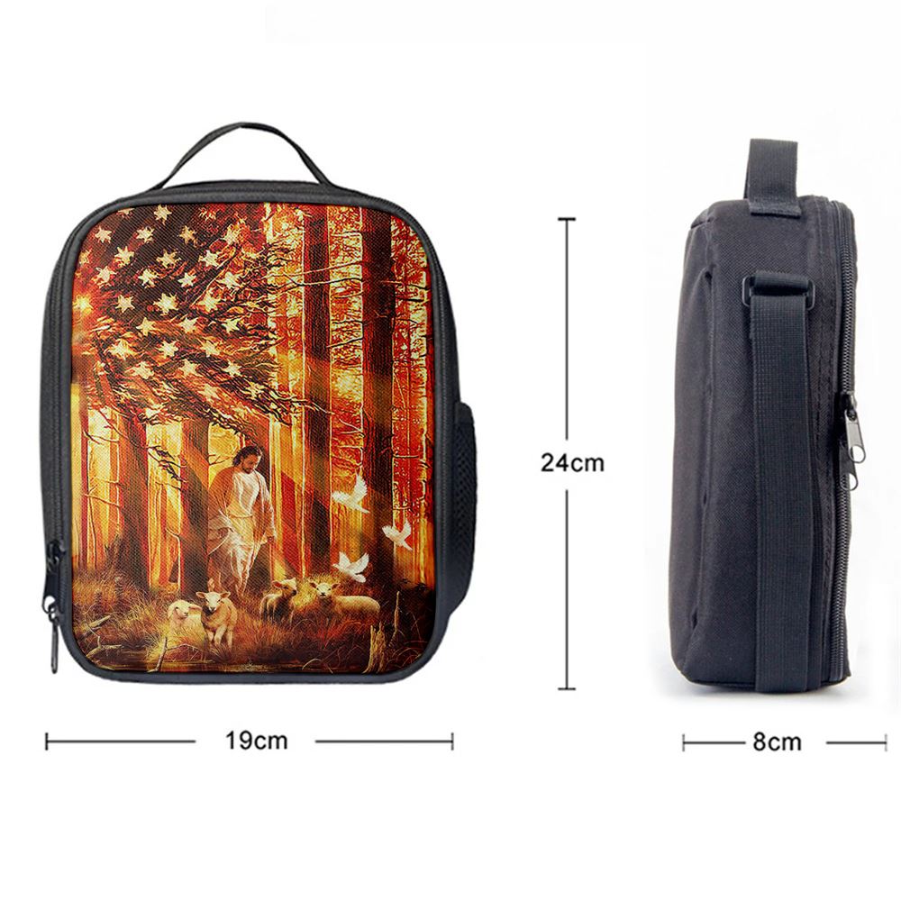 Jesus & The Lambs Lunch Bag, Christian Lunch Box For School, Picnic
