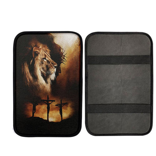 Jesus The Lion Of Judah Car Armrest Pad - Jesus On The Cross Car Armrest Pad, Religious Car Interior Accessories