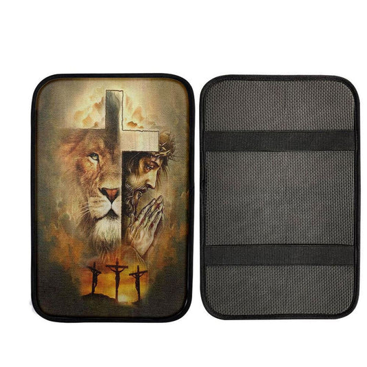 Jesus The Lion Of Judah Car Center Console Cover, Cross Car Interior Accessories