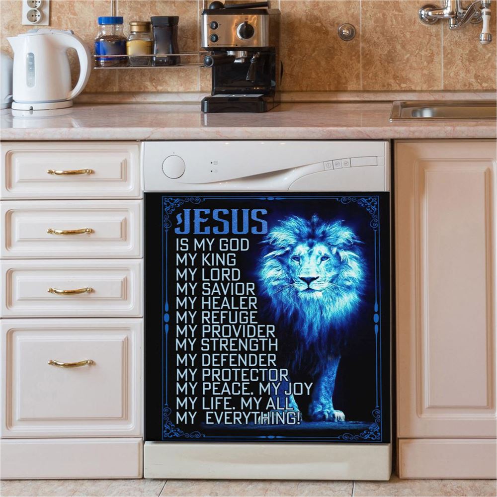 Jesus The Lion Of Judah Dishwasher Cover, The Perfect Combination Dishwasher Wrap, Christian Kitchen Decoration