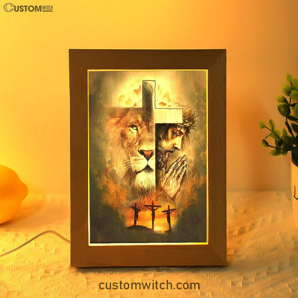 Jesus The Lion Of Judah Frame Lamp Prints - Bible Verse Decor - Scripture Art