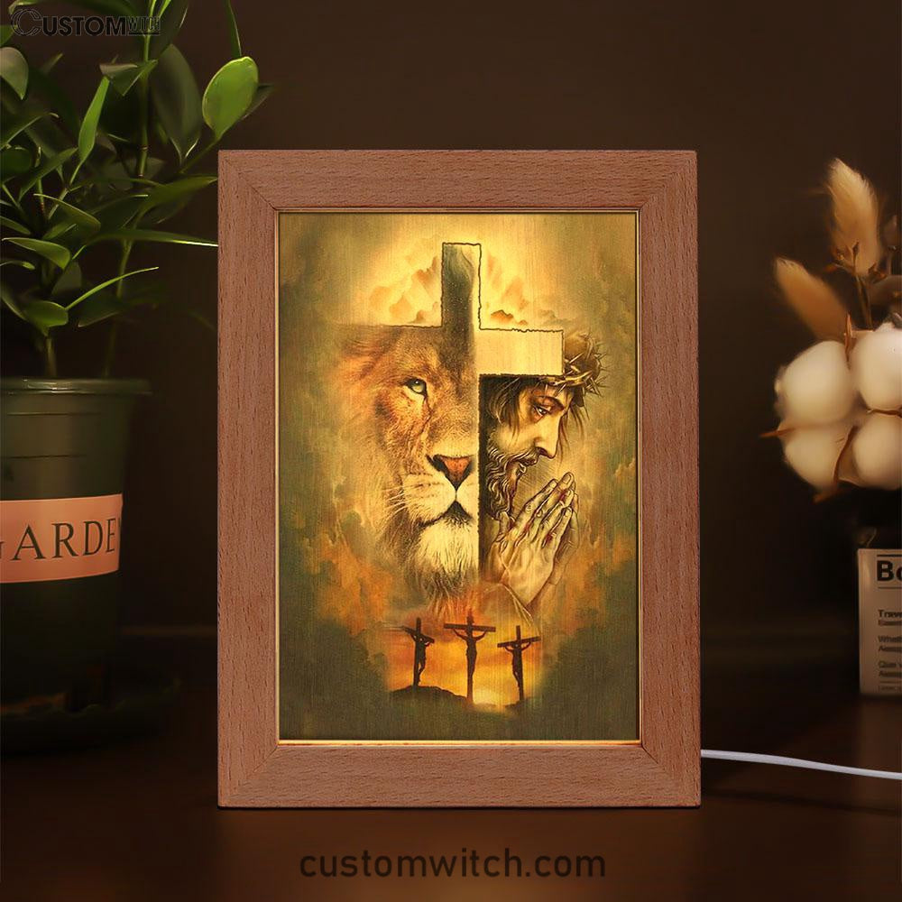 Jesus The Lion Of Judah Frame Lamp Prints - Bible Verse Decor - Scripture Art