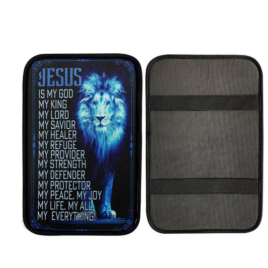 Jesus The Lion Of Judah Is My God Car Center Console Cover, Cross Car Interior Accessories
