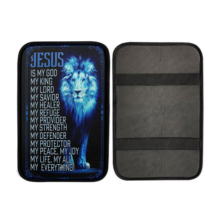 Jesus The Lion Of Judah Is My God Car Center Console Cover, Christian Car Armrest Accessories