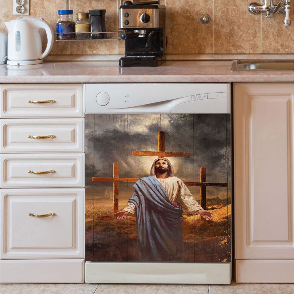 Jesus The Lion Of Judah Is My God Dishwasher Cover, Bible Verse Dishwasher Wrap, Scripture Kitchen Decoration